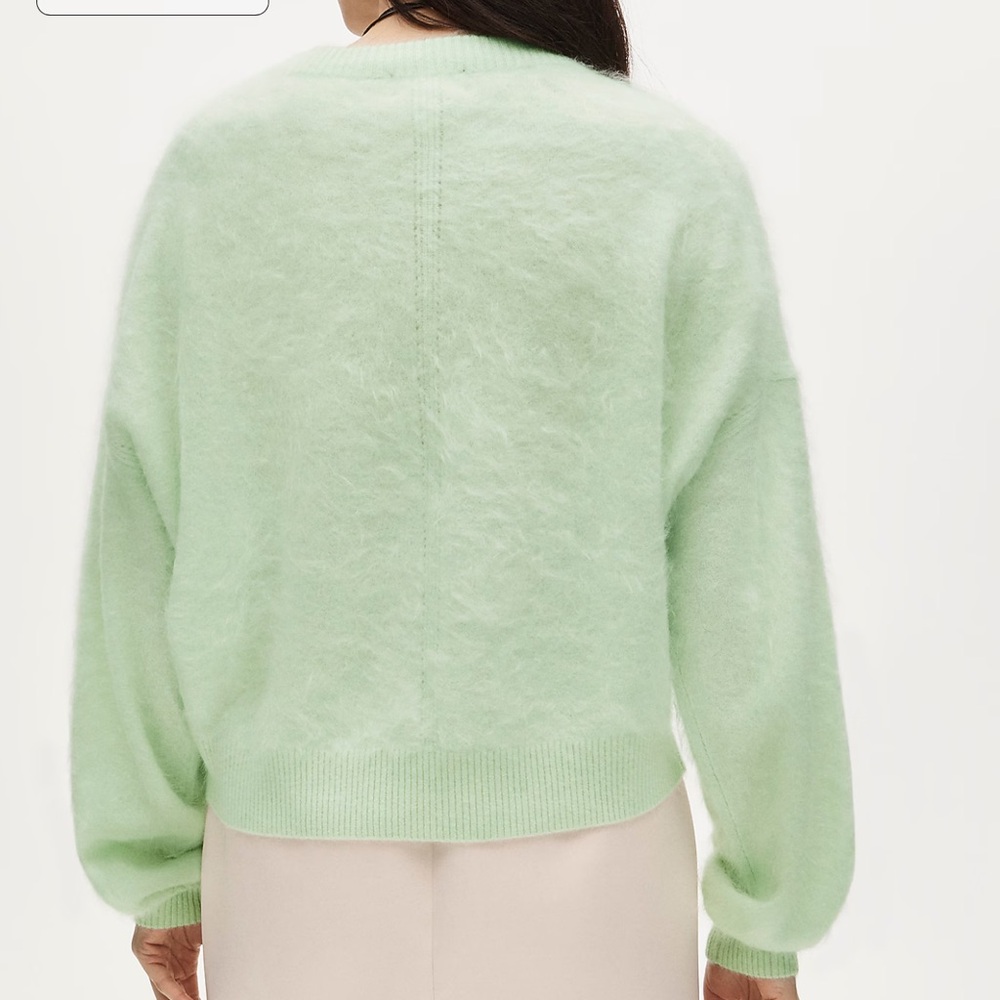 NWT J. Crew Top Rated Brushed Cashmere Blouson- Sleeve Sweater Sheer Mint - Picture 6 of 11